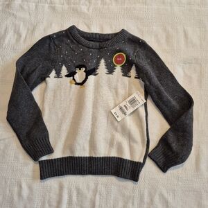Holiday Arcade boys size Small 5/6 penguin long sleeve knit sweater NEW